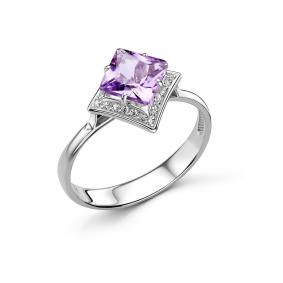 Серебряное кольцо Дар К-5269рс40100 с фианитом и аметистом К-5269рс40100 фото