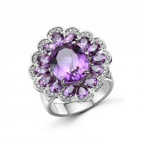 Серебряное кольцо Дар К-5270рс94600 с фианитом и александритом К-5270рс94600 фото