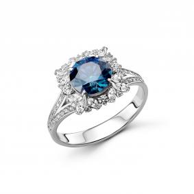 Серебряное кольцо Дар К-5272рс1615600 с фианитом, сапфиром и муассанитом К-5272рс1615600 фото