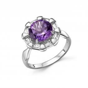 Серебряное кольцо Дар К-5277рс40100 с фианитом и аметистом К-5277рс40100 фото