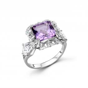 Серебряное кольцо Дар К-5279рс40100 с фианитом и аметистом К-5279рс40100 фото