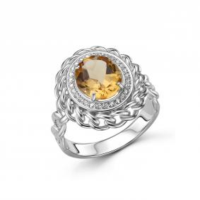Серебряное кольцо Дар К-5281рс40500 с фианитом и цитрином К-5281рс40500 фото