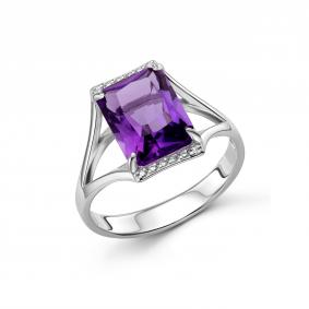 Серебряное кольцо Дар К-5282рс40100 с фианитом и аметистом К-5282рс40100 фото