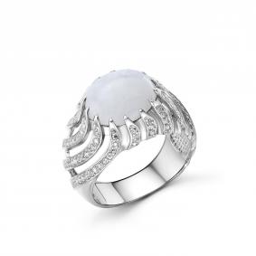 Серебряное кольцо Дар К-5288рк43600 с фианитом и лунным камнем К-5288рк43600 фото