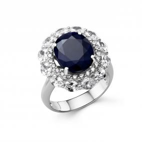 Серебряное кольцо Дар К-5295рс110800 с фианитом и сапфиром К-5295рс110800 фото