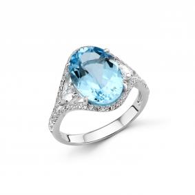 Серебряное кольцо Дар К-5299рс40200 с топазом и фианитом К-5299рс40200 фото