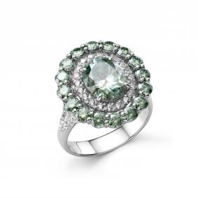 Серебряное кольцо Дар К-5300рс16139128 с Параиба и муассанитом К-5300рс16139128 фото