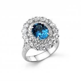Серебряное кольцо Дар К-5300рс41100 с фианитом и Лондон топазом К-5300рс41100 фото