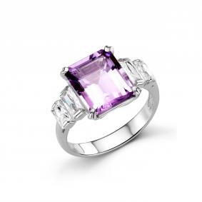 Серебряное кольцо Дар К-5302рс415900 с фианитом и аметистом К-5302рс415900 фото