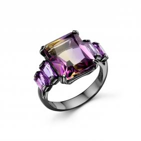 Серебряное кольцо Дар К-5302чрс42601 с аметистом и аметрином К-5302чрс42601 фото