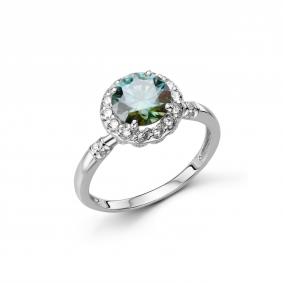 Серебряное кольцо Дар К-5308рс1613900 с фианитом, Параиба и муассанитом К-5308рс1613900 фото