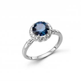 Серебряное кольцо Дар К-5308рс1615600 с фианитом, сапфиром и муассанитом К-5308рс1615600 фото