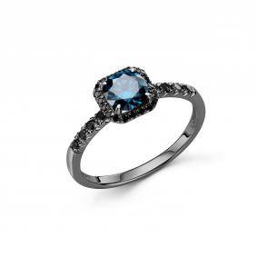 Серебряное кольцо Дар К-5310чрс16156416 с сапфиром, шпинелью и муассанитом К-5310чрс16156416 фото