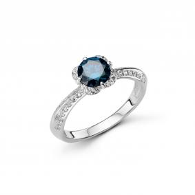 Серебряное кольцо Дар К-5315рс1615600 с фианитом, сапфиром и муассанитом К-5315рс1615600 фото