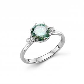 Серебряное кольцо Дар К-5316рс1613900 с фианитом, Параиба и муассанитом К-5316рс1613900 фото