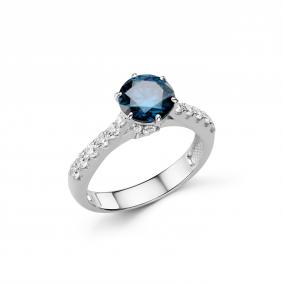 Серебряное кольцо Дар К-5319рс1615600 с фианитом, сапфиром и муассанитом К-5319рс1615600 фото