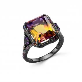 Серебряное кольцо Дар К-5339чрс4260111151 с аметистом и аметрином К-5339чрс4260111151 фото