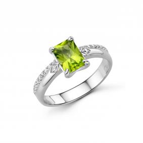 Серебряное кольцо Дар К-5340рс40600 с фианитом и хризолитом К-5340рс40600 фото