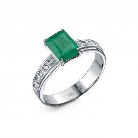 Серебряное кольцо Дар К-5341рс113316128 с изумрудом и муассанитом К-5341рс113316128 фото