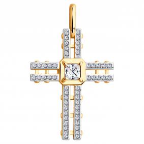 Золотая подвеска ЮЗ Корона К1-П5271 с фианитом К1-П5271 фото