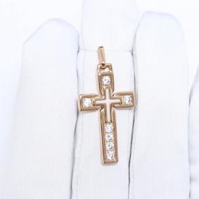 Золотая подвеска ЮЗ Корона К1-П6034 с фианитом и эмалью К1-П6034 фото