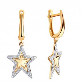 Золотые серьги ЮЗ Корона К1-С5404 с фианитом К1-С5404 фото