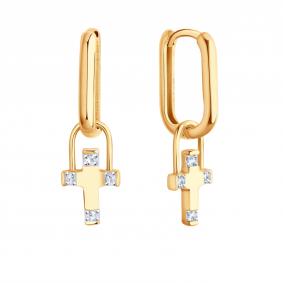 Золотые серьги-трансформеры ЮЗ Корона с фианитом К1-С5651 К1-С5651 фото