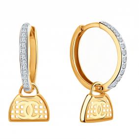 Золотые серьги-трансформеры ЮЗ Корона с фианитом К1-С5653 К1-С5653 фото
