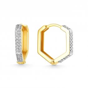 Серьги из лимонного золота ЮЗ Корона К1-С5663л с фианитом К1-С5663л фото