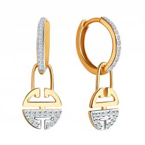 Золотые серьги-трансформеры ЮЗ Корона с фианитом К1-С5671 К1-С5671 фото