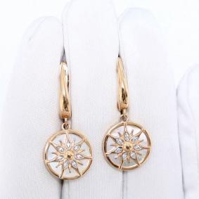 Золотые серьги ЮЗ Корона К1-С5961V563 с фианитом и перламутром К1-С5961V563 фото