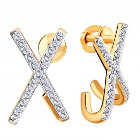 Золотые серьги ЮЗ Корона К1-С6015 с фианитом К1-С6015 фото