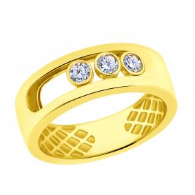 Кольцо из лимонного золота ЮЗ Корона с подвижным фианитом К1-к6226л К1-к6226л фото