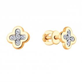 Золотые серьги ЮЗ Корона К1-с3686-1 с фианитом К1-с3686-1 фото