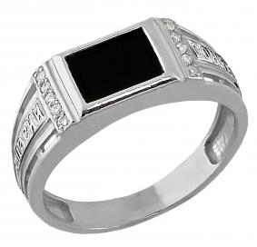 Кольцо из черненого серебра Высоковы 585 КП-70-Ч с фианитом и ониксом КП-70-Ч фото