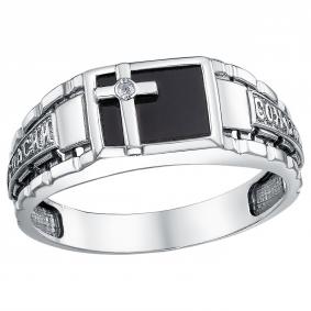 Кольцо из черненого серебра Высоковы 585 КП-71-Ч с фианитом и ониксом КП-71-Ч фото