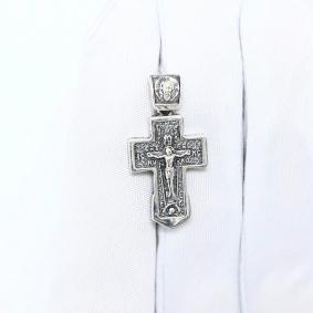 Подвеска-крест Да воскреснет Бог и расточатся врази Его из черненого серебра  Высоковы 585 КР3Д-48-Ч КР3Д-48-Ч фото