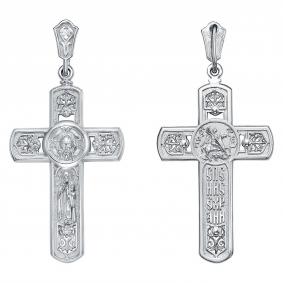 Подвеска-крест Спас Нерукотворный из серебра Высоковы 585 с фианитом КРК-32-Р КРК-32-Р фото
