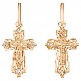 Подвеска-крест Господи Спаси и сохрани меня из золочёного серебра Высоковы 585 с фианитом КРК-53-П КРК-53-П фото