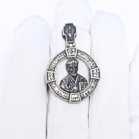 Подвеска-иконка Святитель Николай Чудотворец из черненого серебра ЮЗ Корона КС-01-03-008 КС-01-03-008 фото