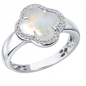 Серебряное кольцо ЮЗ Корона КС-К5996V563 с фианитом и перламутром КС-К5996V563 фото