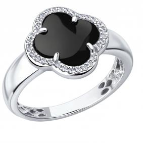 Серебряное кольцо ЮЗ Корона КС-К5996V79 с фианитом и ониксом КС-К5996V79 фото