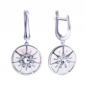 Серебряные серьги ЮЗ Корона КС-С5961V563 с фианитом и перламутром КС-С5961V563 фото