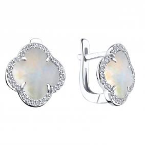 Серебряные серьги ЮЗ Корона КС-С5996V563 с фианитом и перламутром КС-С5996V563 фото