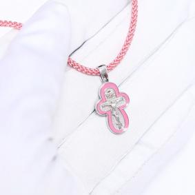 Текстильный шнурок-колье с декоративным элементом из серебра ЮЗ Корона с эмалью КС-п-1657р КС-п-1657р фото