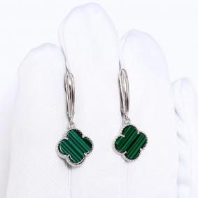 Серебряные серьги ЮЗ Корона КС-с4209V43 с малахитом КС-с4209V43 фото