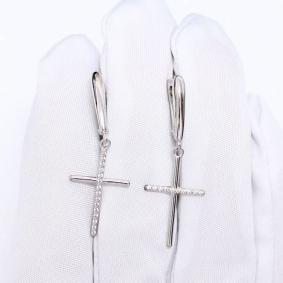 Серебряные серьги-кресты ЮЗ Корона с фианитом КС-с4539 КС-с4539 фото