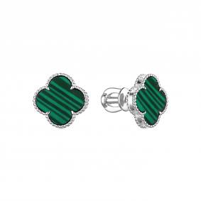 Серебряные серьги ЮЗ Корона КС-с5060v43 с малахитом КС-с5060v43 фото