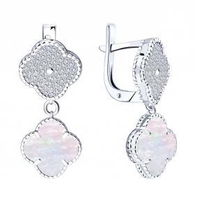 Серебряные серьги ЮЗ Корона КС-с6044V563 с фианитом и перламутром КС-с6044V563 фото