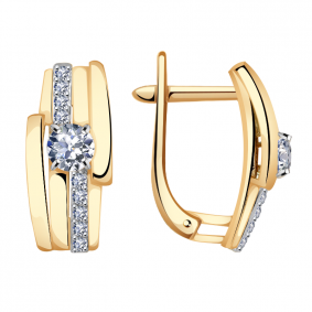 Золотые серьги Александра кл3495а-62ск с Swarovski кл3495а-62ск фото